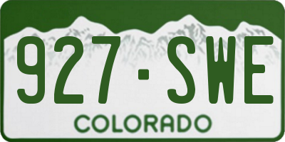 CO license plate 927SWE