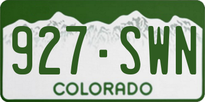 CO license plate 927SWN