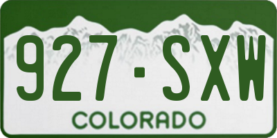 CO license plate 927SXW
