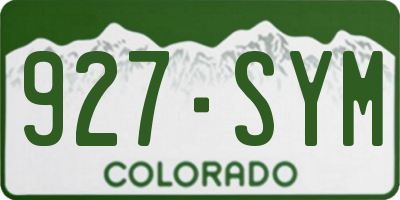 CO license plate 927SYM