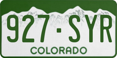 CO license plate 927SYR