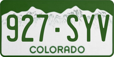 CO license plate 927SYV