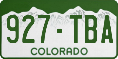 CO license plate 927TBA