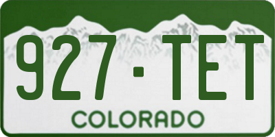 CO license plate 927TET