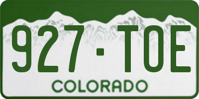 CO license plate 927TOE
