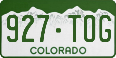 CO license plate 927TOG
