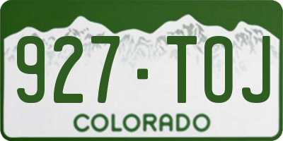 CO license plate 927TOJ