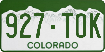CO license plate 927TOK