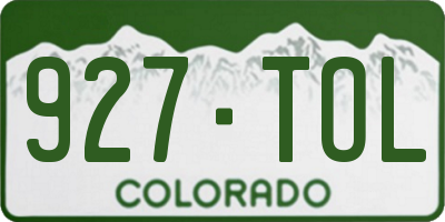 CO license plate 927TOL