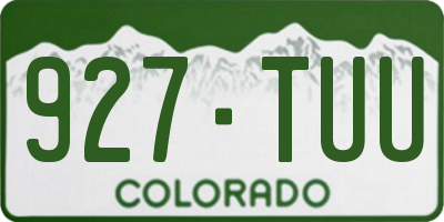 CO license plate 927TUU