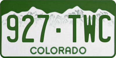 CO license plate 927TWC