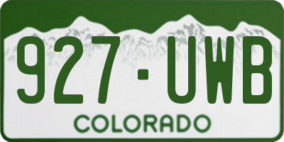 CO license plate 927UWB