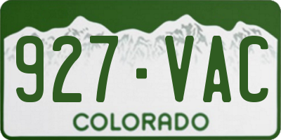 CO license plate 927VAC