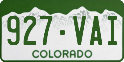 CO license plate 927VAI