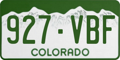 CO license plate 927VBF