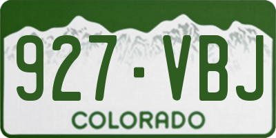 CO license plate 927VBJ
