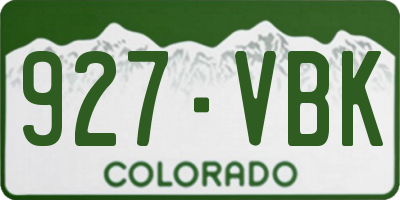 CO license plate 927VBK