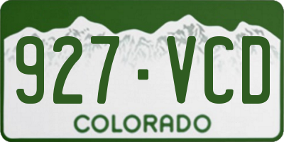 CO license plate 927VCD