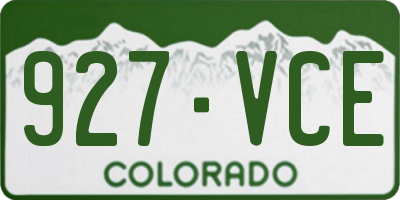 CO license plate 927VCE