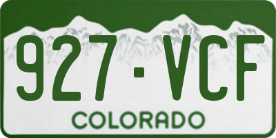 CO license plate 927VCF