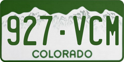 CO license plate 927VCM
