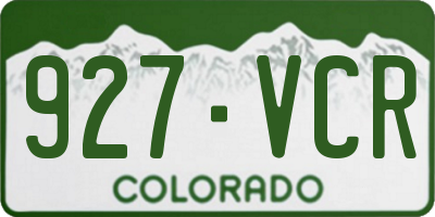 CO license plate 927VCR