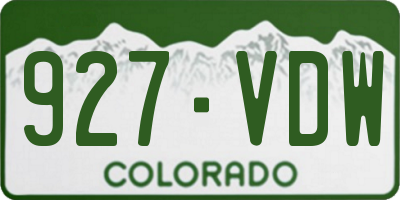 CO license plate 927VDW