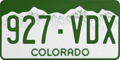CO license plate 927VDX