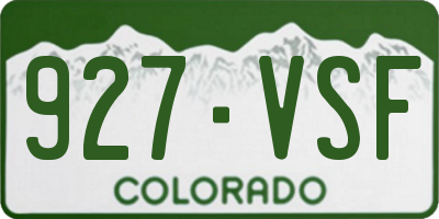 CO license plate 927VSF