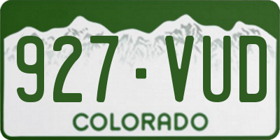 CO license plate 927VUD