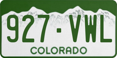 CO license plate 927VWL