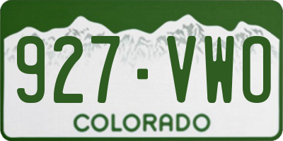 CO license plate 927VWO