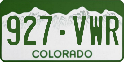 CO license plate 927VWR