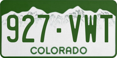CO license plate 927VWT