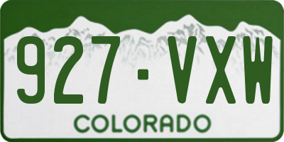 CO license plate 927VXW