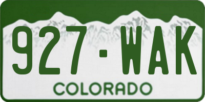 CO license plate 927WAK