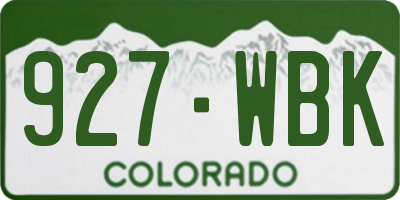 CO license plate 927WBK