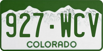 CO license plate 927WCV