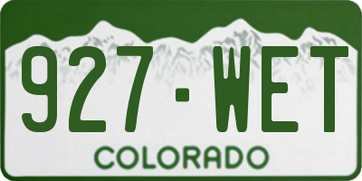 CO license plate 927WET