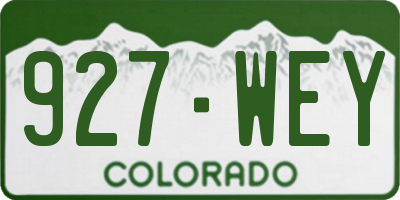 CO license plate 927WEY