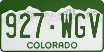 CO license plate 927WGV