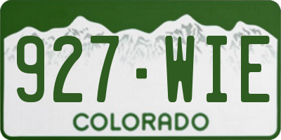 CO license plate 927WIE