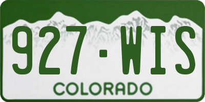 CO license plate 927WIS