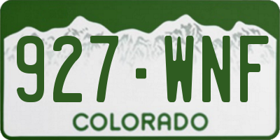 CO license plate 927WNF