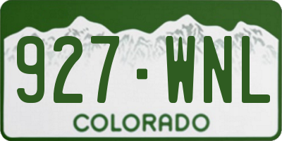 CO license plate 927WNL