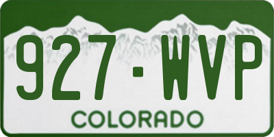 CO license plate 927WVP