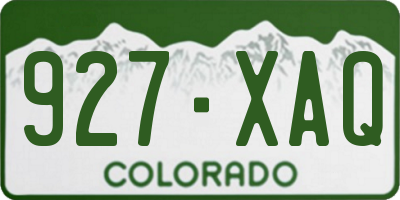 CO license plate 927XAQ