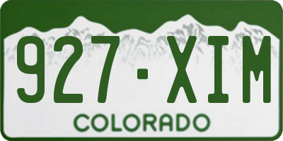 CO license plate 927XIM