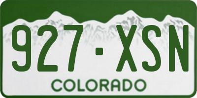 CO license plate 927XSN