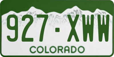 CO license plate 927XWW
